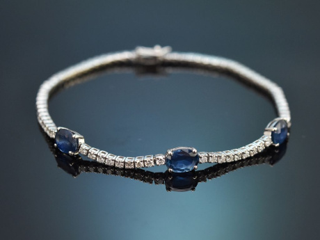 Edles Saphir Armband mit 1,8 ct Brillanten aus Wei&szlig;gold 750