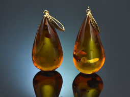 Big Amber! Large Italian drop amber earrings made from...