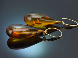 Big Amber! Large Italian drop amber earrings made from...