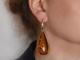 Big Amber! Gro&szlig;e italienische Tropfen Bernstein Ohrringe aus vergoldetem Silber 925