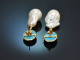 Beautiful Italian earrings featuring turquoise and cultured pearl drops, crafted from 925 silver