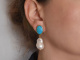 Beautiful Italian earrings featuring turquoise and cultured pearl drops, crafted from 925 silver