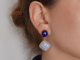 Italienische Ohrringe mit Lapislazuli und Chalzedon aus vergoldetem Silber 925
