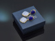 Italienische Ohrringe mit Lapislazuli und Chalzedon aus vergoldetem Silber 925