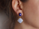 Italienische Ohrringe mit Lapislazuli und Chalzedon aus vergoldetem Silber 925