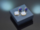 Italienische Ohrringe mit Lapislazuli und Chalzedon aus vergoldetem Silber 925