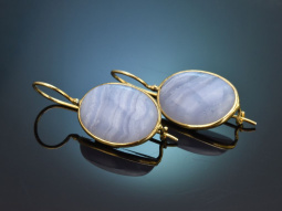 Italienische Ohrringe mit Chalzedon aus vergoldetem...