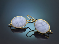 Italienische Ohrringe mit Chalzedon aus vergoldetem...