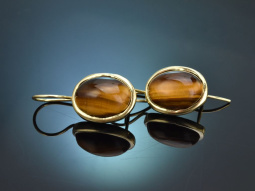 Italian earrings with tigers eye made of gold-plated 925...