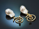 Big Pearls! Schicke italienische Zuchtperlen Ohrringe aus vergoldetem Silber 925