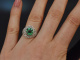 Augsburg um 1920! Art Deco Ring mit gr&uuml;nem Turmalin und Diamanten aus Wei&szlig;gold 585