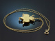 Italien um 1870! Feiner Mikromosaik Anh&auml;nger mit Kette Gold 585 und vergoldetes Silber