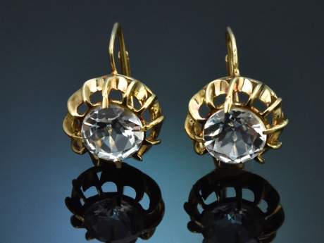 M&uuml;nchen um 1950! H&uuml;bsche Aquamarin Ohrringe aus Gold 585