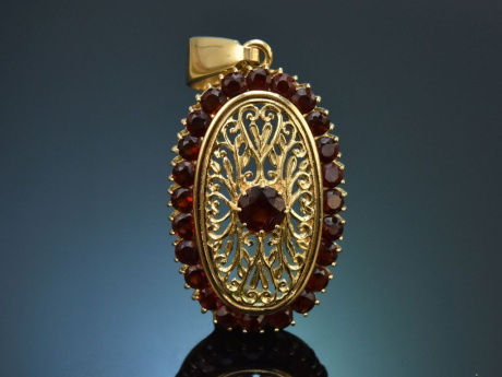 Italien um 1970! Sch&ouml;ner Granat Anh&auml;nger aus Gold 585