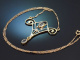 Um 1910! Sch&ouml;nes Jugendstil Collier mit Aquamarin und Fensteremail aus Gold 585