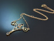 Um 1910! Sch&ouml;nes Jugendstil Collier mit Aquamarin und Fensteremail aus Gold 585
