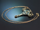 Um 1910! Sch&ouml;nes Jugendstil Collier mit Aquamarin und Fensteremail aus Gold 585