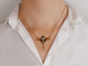 Um 1910! Sch&ouml;nes Jugendstil Collier mit Aquamarin und Fensteremail aus Gold 585