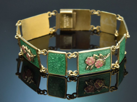 Skandinavien um 1930! H&uuml;bsches Armband mit Transluzid-Emaille aus Silber 925