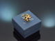 Um 1955! Sch&ouml;ner Granat Ring mit Saatperlen aus Gold 750