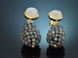 Mondstein und Labradorit! Sch&ouml;ne Tropfen Ohrringe...