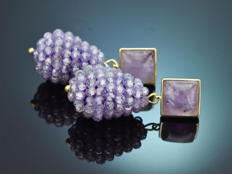Lovely Lavender! Tropfen Ohrringe aus Amethyst Silber 925 vergoldet