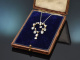 Um 1915! Englisches Diamant Collier mit Saatperlen aus Gold 585
