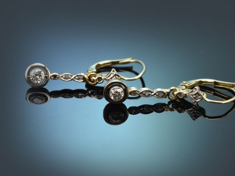 Southern Germany circa 1910! Pretty diamond earrings made of 585 gold and platinum