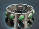 Um 1960! Schweres Vintage Design Armband mit gr&uuml;nem Achat aus Silber 925