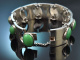 Um 1960! Schweres Vintage Design Armband mit gr&uuml;nem Achat aus Silber 925