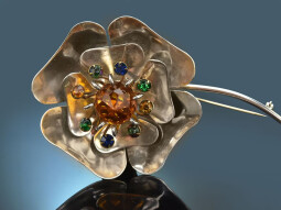 USA circa 1940! Chic large flower brooch made of 925 silver
