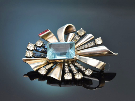 USA um 1940! Gro&szlig;e signierte Joseph Mazer Brosche aus Silber 925