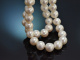 Classy Pearls! Schicke zweireihige Zuchtperlen Kette mit Silberschlie&szlig;e