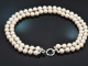 Classy Pearls! Schicke zweireihige Zuchtperlen Kette mit Silberschlie&szlig;e