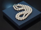 Classy Pearls! Schicke zweireihige Zuchtperlen Kette mit Silberschlie&szlig;e