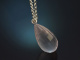 Big Drop! Gro&szlig;er Rosenquarz Tropfen Anh&auml;nger mit langer Kette Silber 925