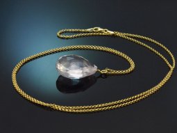 Big Drop! Rosenquarz Tropfen Anh&auml;nger mit langer...