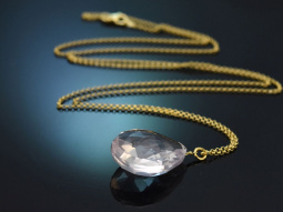 Big Drop! Rosenquarz Tropfen Anh&auml;nger mit langer...