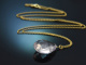 Big Drop! Rosenquarz Tropfen Anh&auml;nger mit langer Kette vergoldetes Silber 925