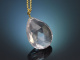 Big Drop! Rosenquarz Tropfen Anh&auml;nger mit langer Kette vergoldetes Silber 925
