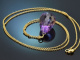 Big Drop! Gro&szlig;er Amethyst Tropfen Anh&auml;nger mit langer Kette vergoldetes Silber 925