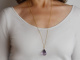 Big Drop! Gro&szlig;er Amethyst Tropfen Anh&auml;nger mit langer Kette vergoldetes Silber 925