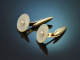Around 1925! Simple cufflinks with mother-of-pearl and seed pearls in 585 gold