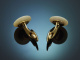 Around 1925! Simple cufflinks with mother-of-pearl and seed pearls in 585 gold