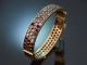 Linz around 1910! Historic garnet bangle made of gold-plated tombac