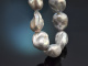 Big Grey! Large baroque natural grey cultured pearl necklace with satin-finished silver ball clasp
