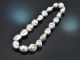 Big Grey! Large baroque natural grey cultured pearl necklace with satin-finished silver ball clasp