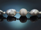 Big Grey! Large baroque natural grey cultured pearl necklace with satin-finished silver ball clasp