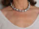 Big Grey! Large baroque natural grey cultured pearl necklace with satin-finished silver ball clasp