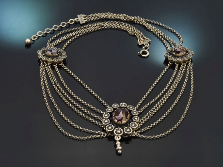 Linz um 1970! Sch&ouml;ne Trachten Dirndl Kette mit Granat aus Silber 835